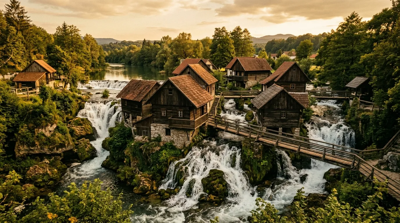Rastoke — domy na wodospadach rzeki Slunjčicy