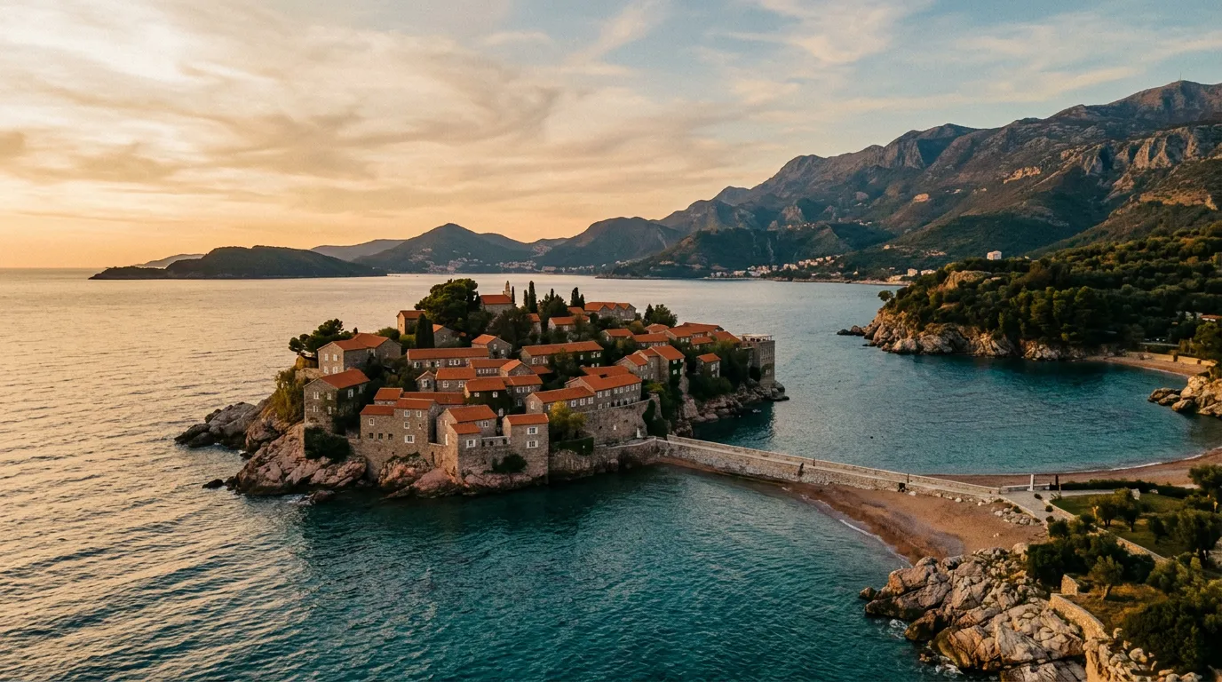 Sveti Stefan — kamienna wysepka połączona groblą z lądem
