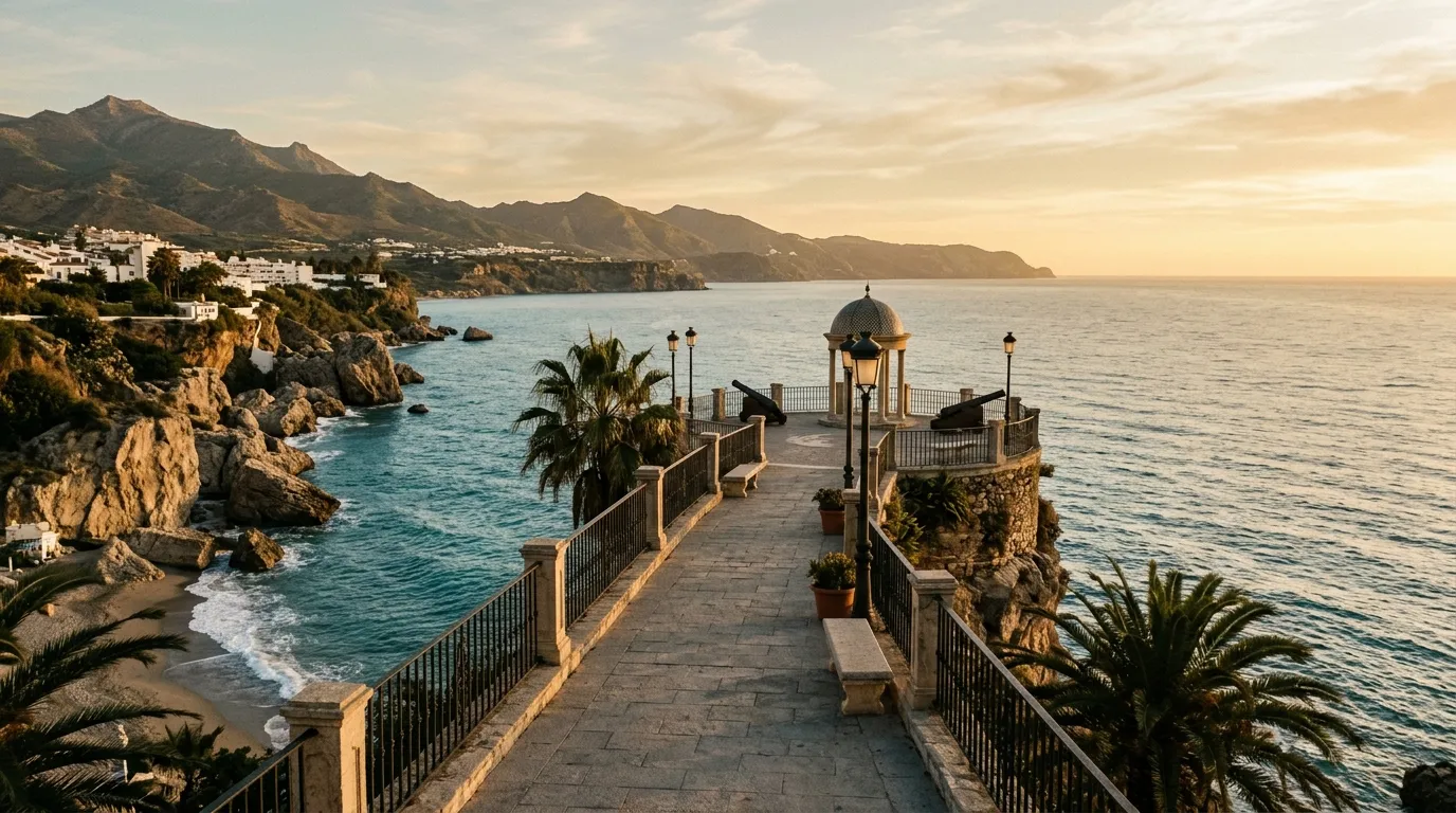 Balcón de Europa w Nerja — taras widokowy nad Morzem Śródziemnym