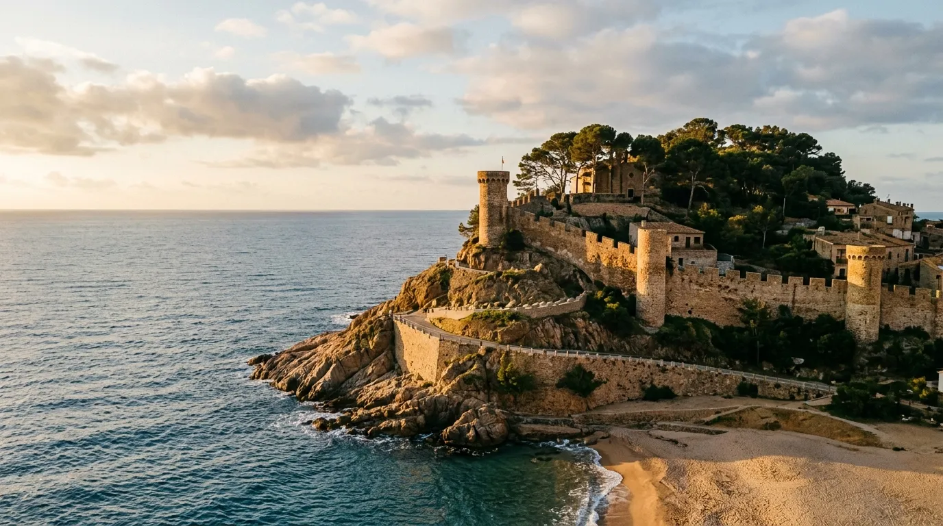 Vila Vella w Tossa de Mar — średniowieczne mury nad morzem