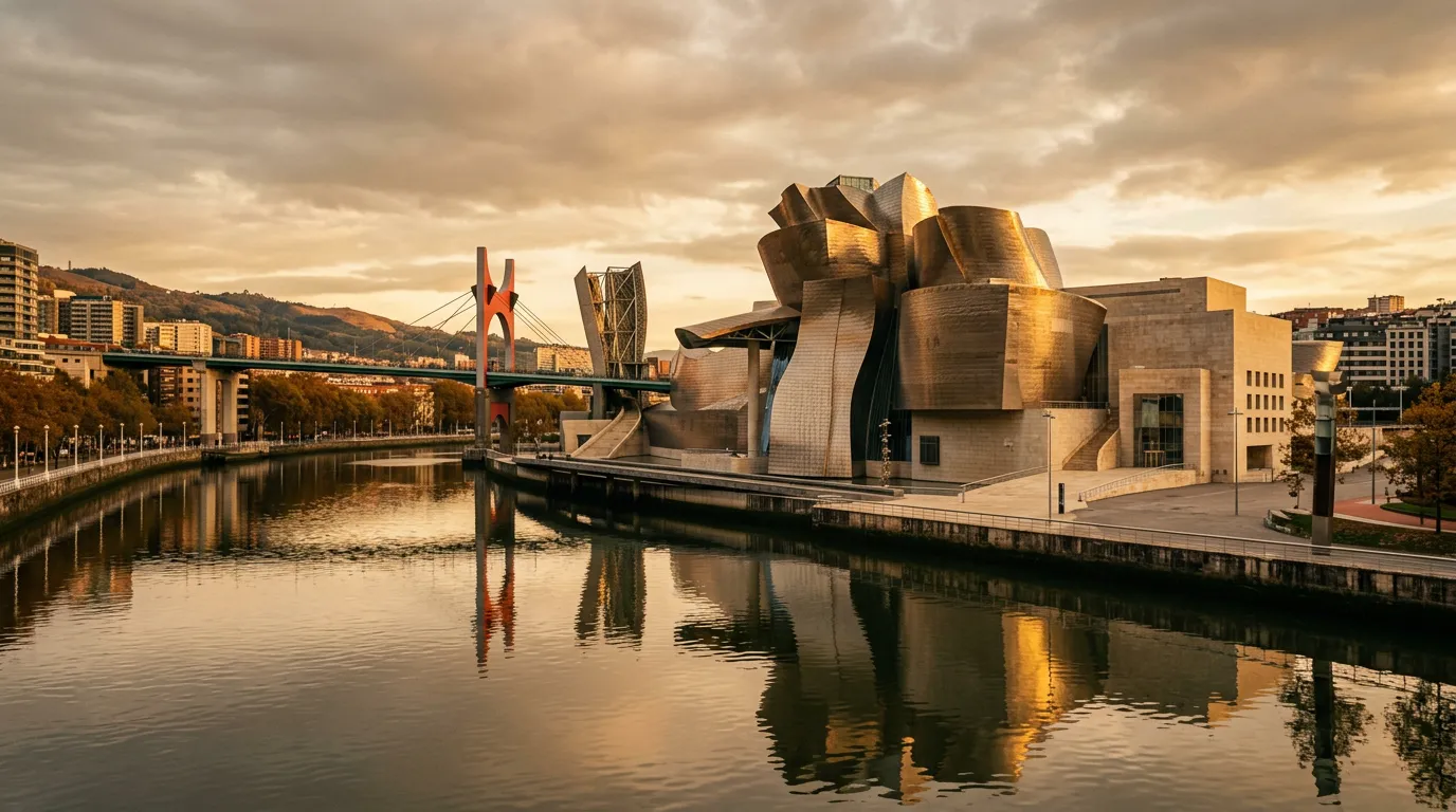 Muzeum Guggenheima w Bilbao — tytanowa fasada nad rzeką Nervión