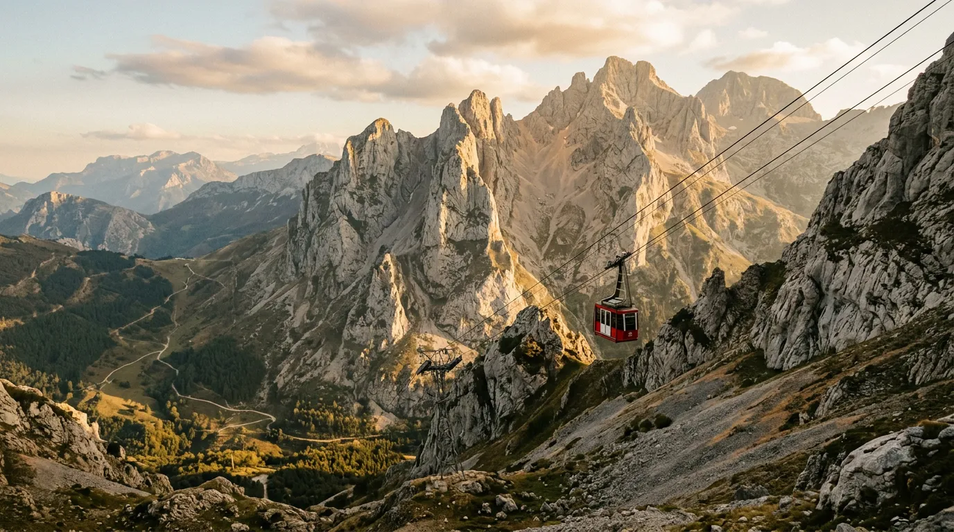 Kolejka linowa Fuente Dé — wjazd na wapienne szczyty Picos de Europa