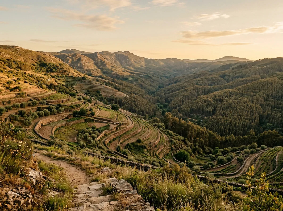 Tarasowane wzgórza Serra de Monchique, widok na dolinę z eukaliptusami